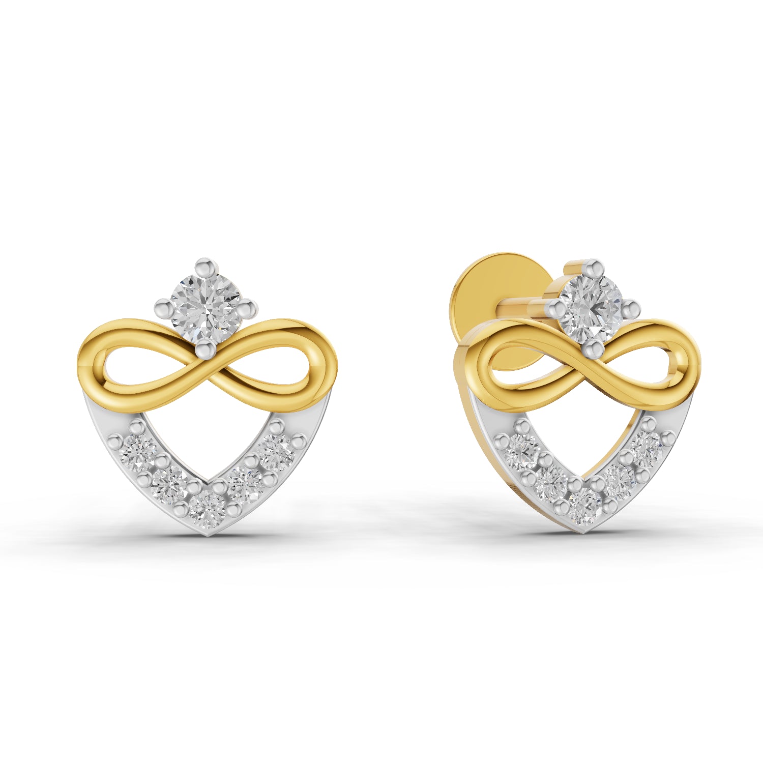 0.19 Carat | 925 Sterling Silver Gold Plated Heart-Knot Diamond Earrings