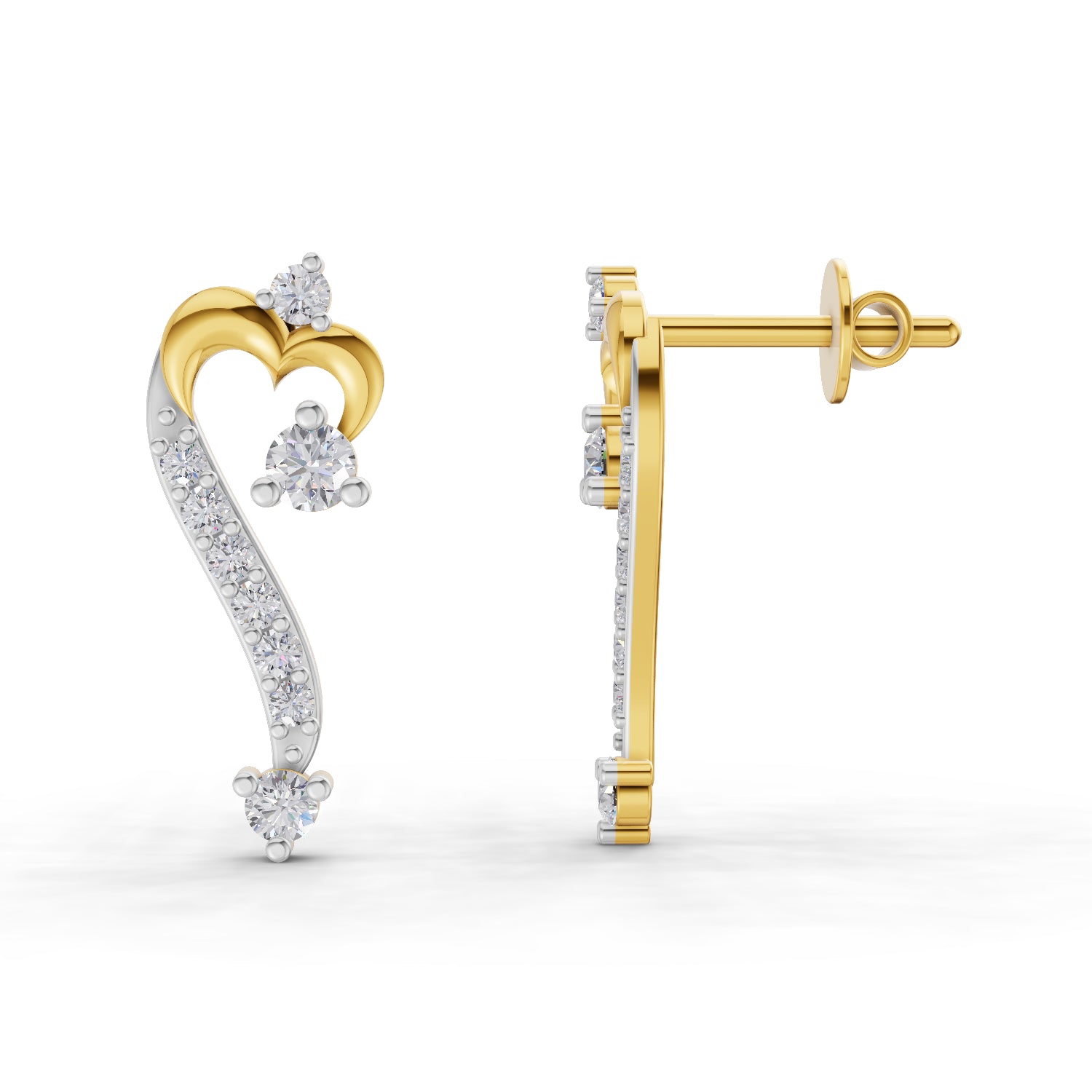 0.38 Carat | 925 Sterling Silver Gold Plated Curve of Love Earrings