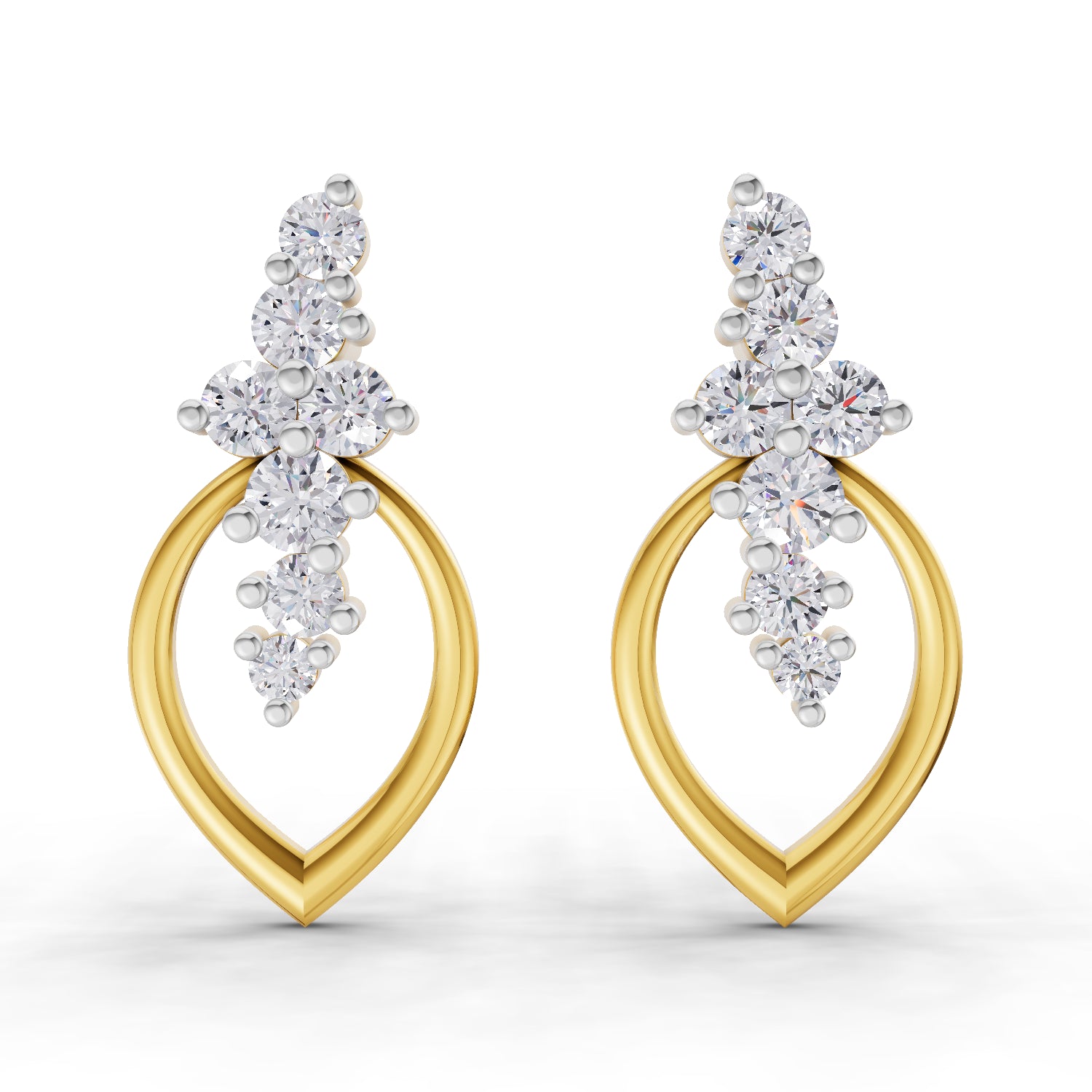 0.37 Carat | 925 Sterling Silver Gold Plated Leaf Whisper Earrings