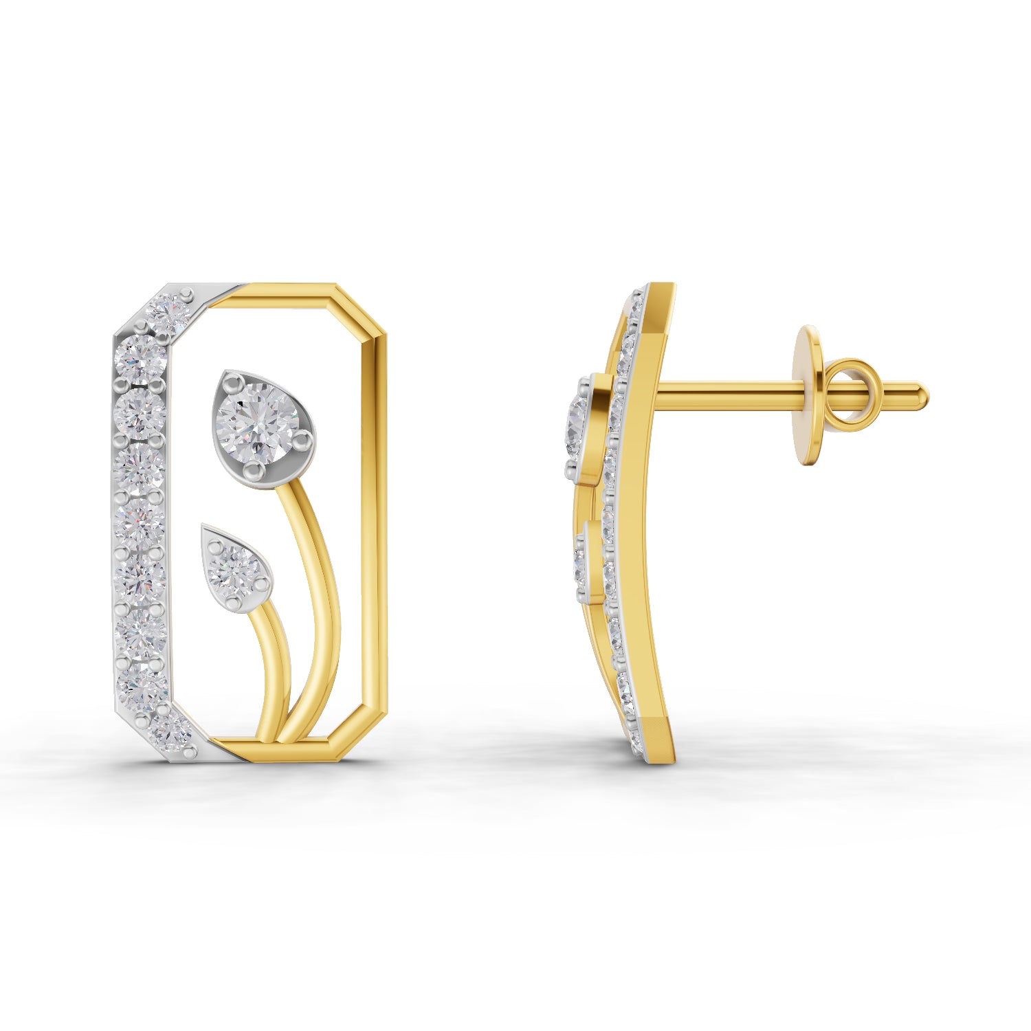 0.42 Carat | 925 Sterling Silver Gold Plated The Minimalist Stud Earrings
