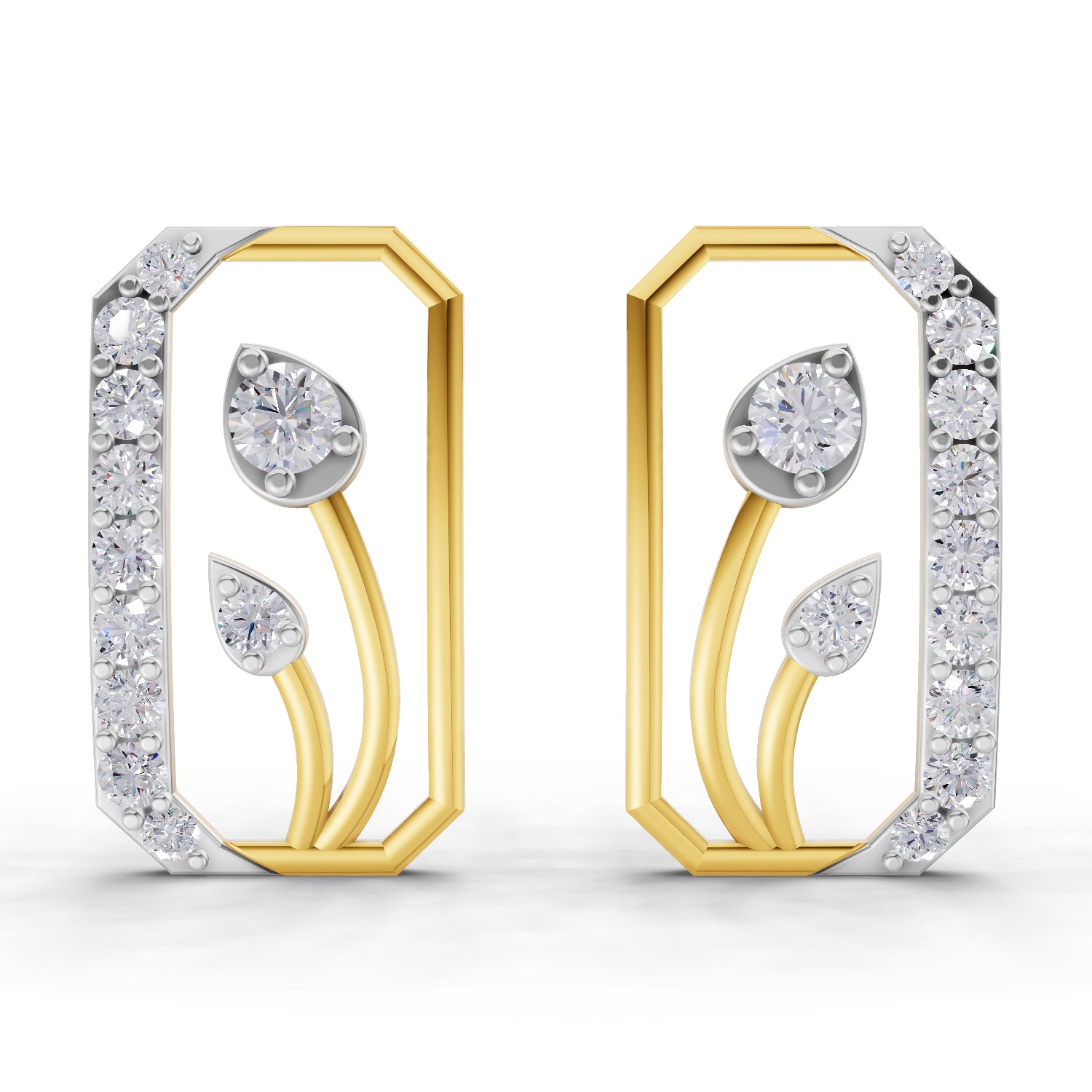 0.42 Carat | 925 Sterling Silver Gold Plated The Minimalist Stud Earrings