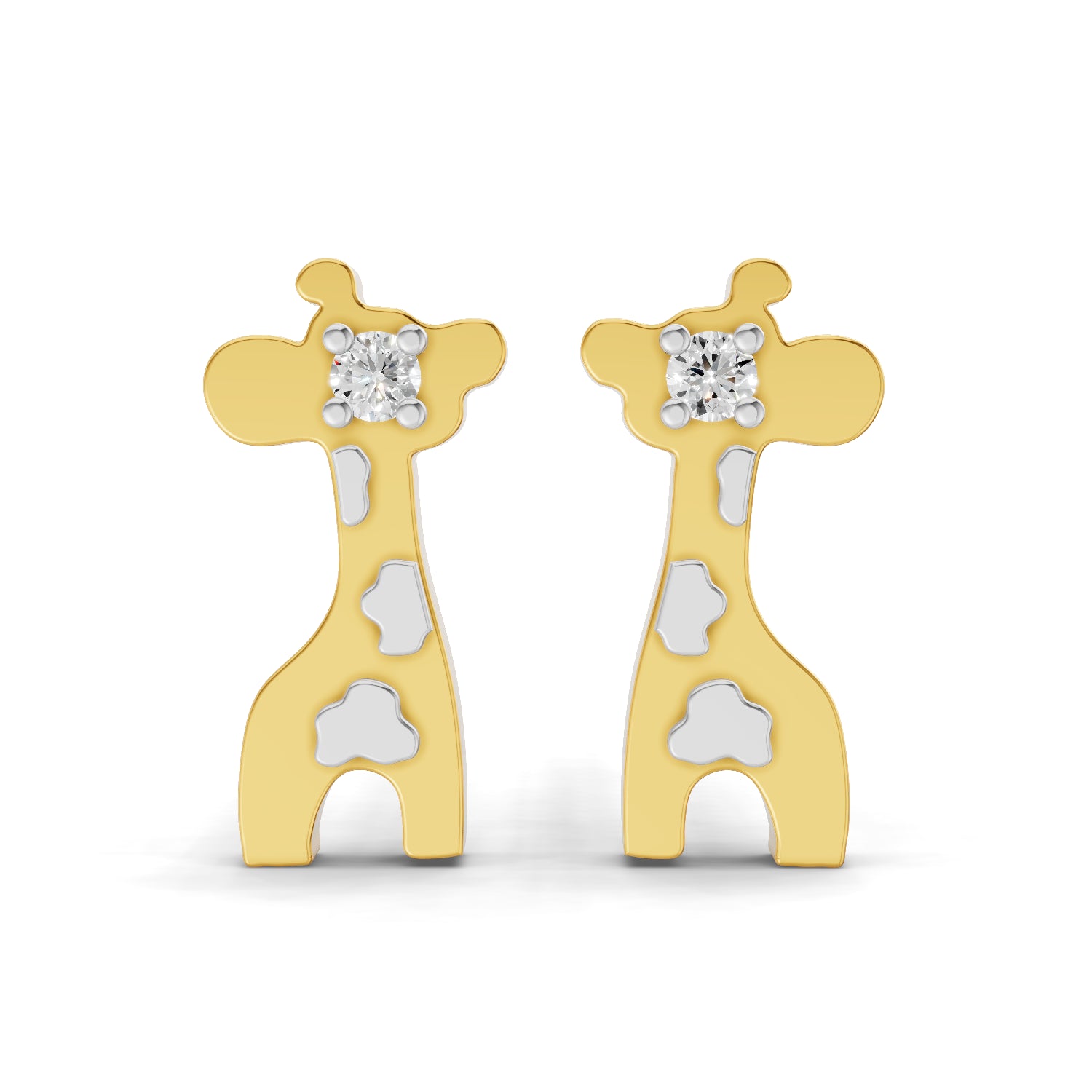 0.02 Carat  | 925 Sterling Silver Yellow Gold Plated Giraffe Earrings