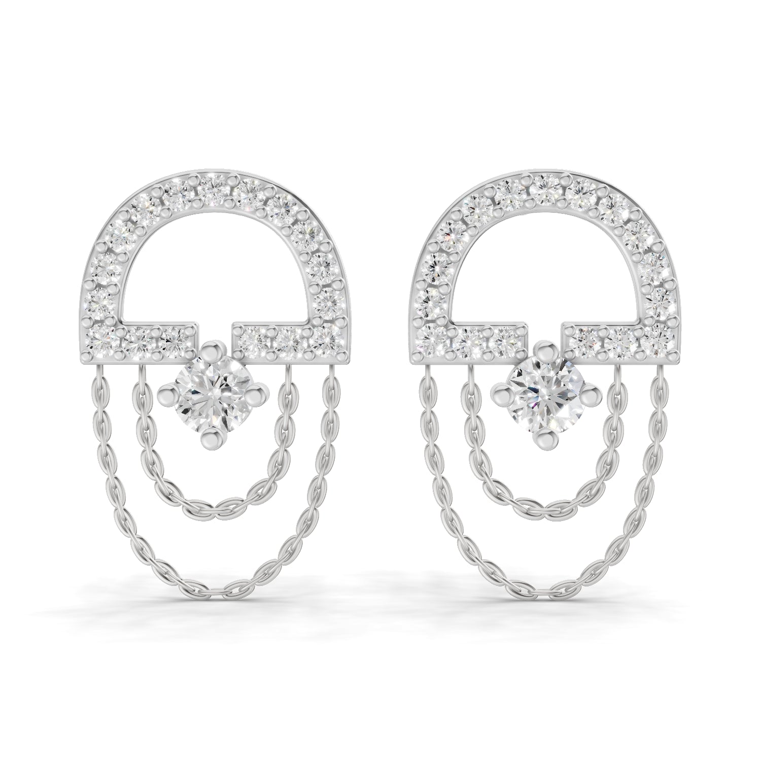 0.46 Carat Chain Drop Stud Earrings for Women | 14K White Gold