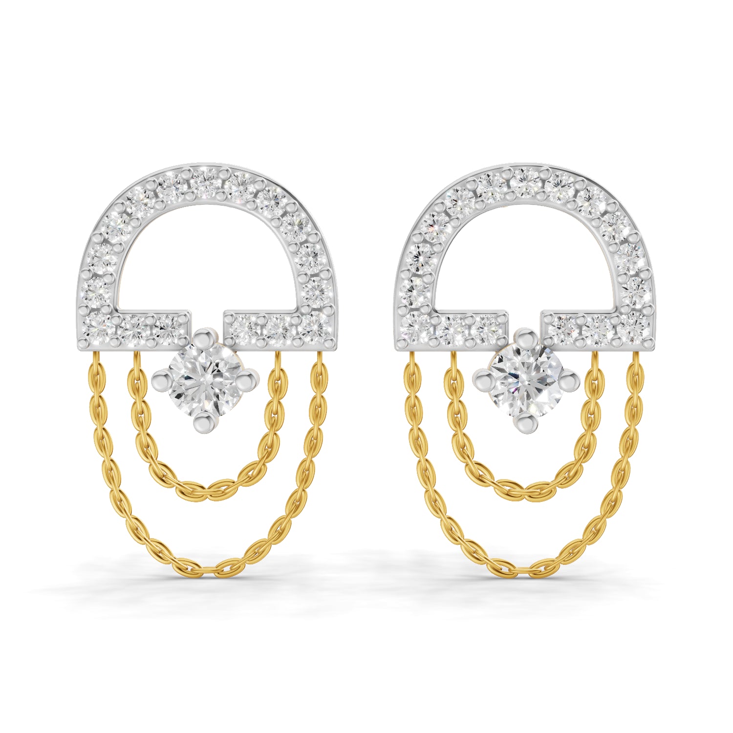 0.46 Carat Chain Drop Stud Earrings for Women | 14K Yellow Gold