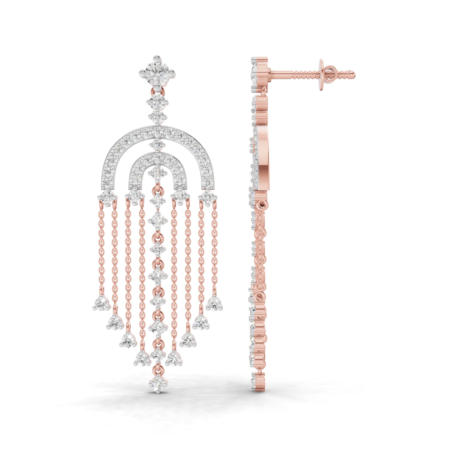 1.45 Carat Chandelier Earrings for Women | 14K Rose Gold