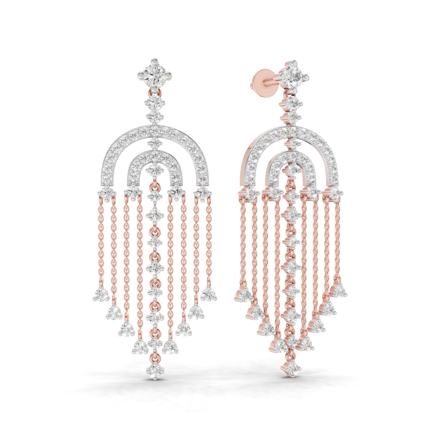 1.45 Carat Chandelier Earrings for Women | 14K Rose Gold
