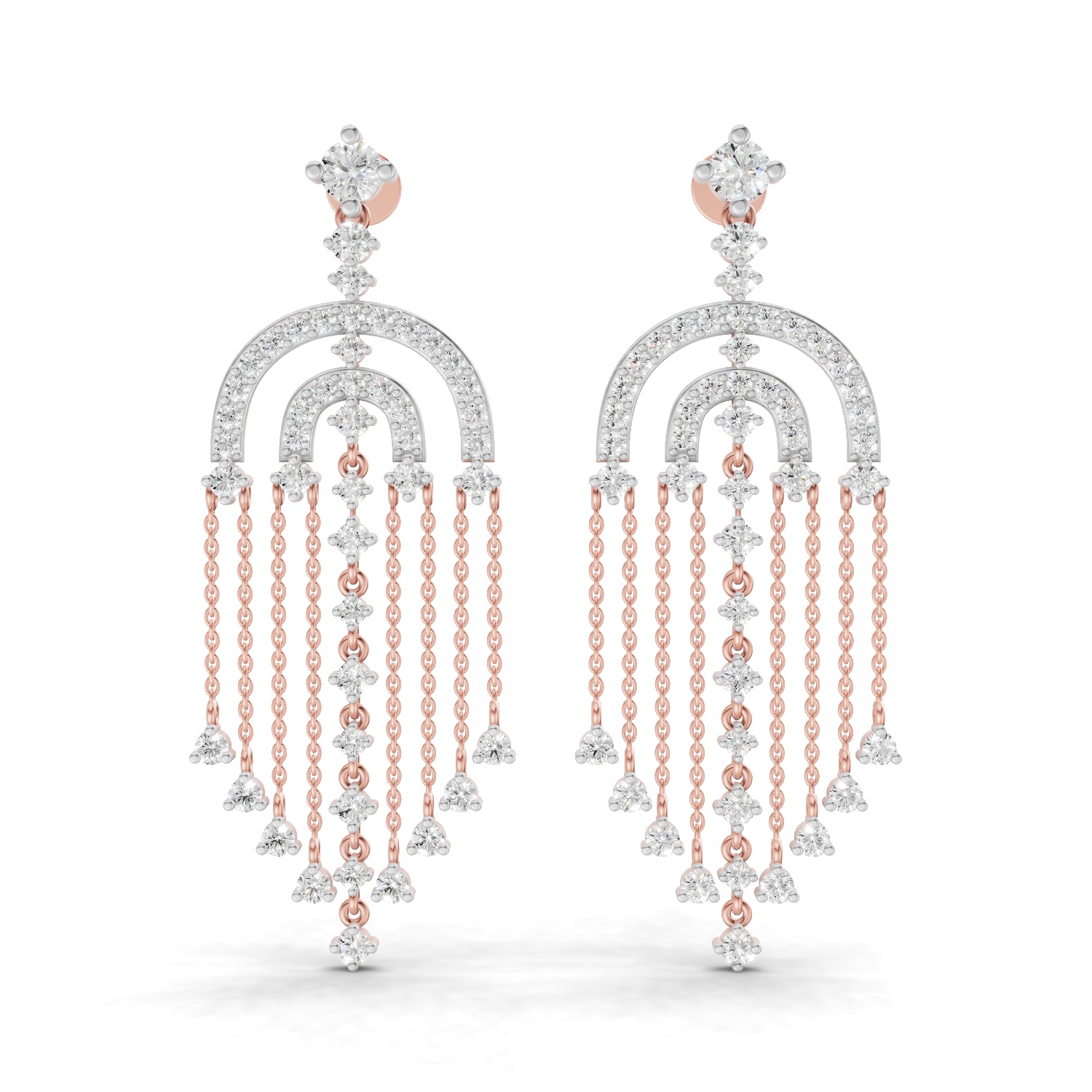 1.45 Carat Chandelier Earrings for Women | 14K Rose Gold