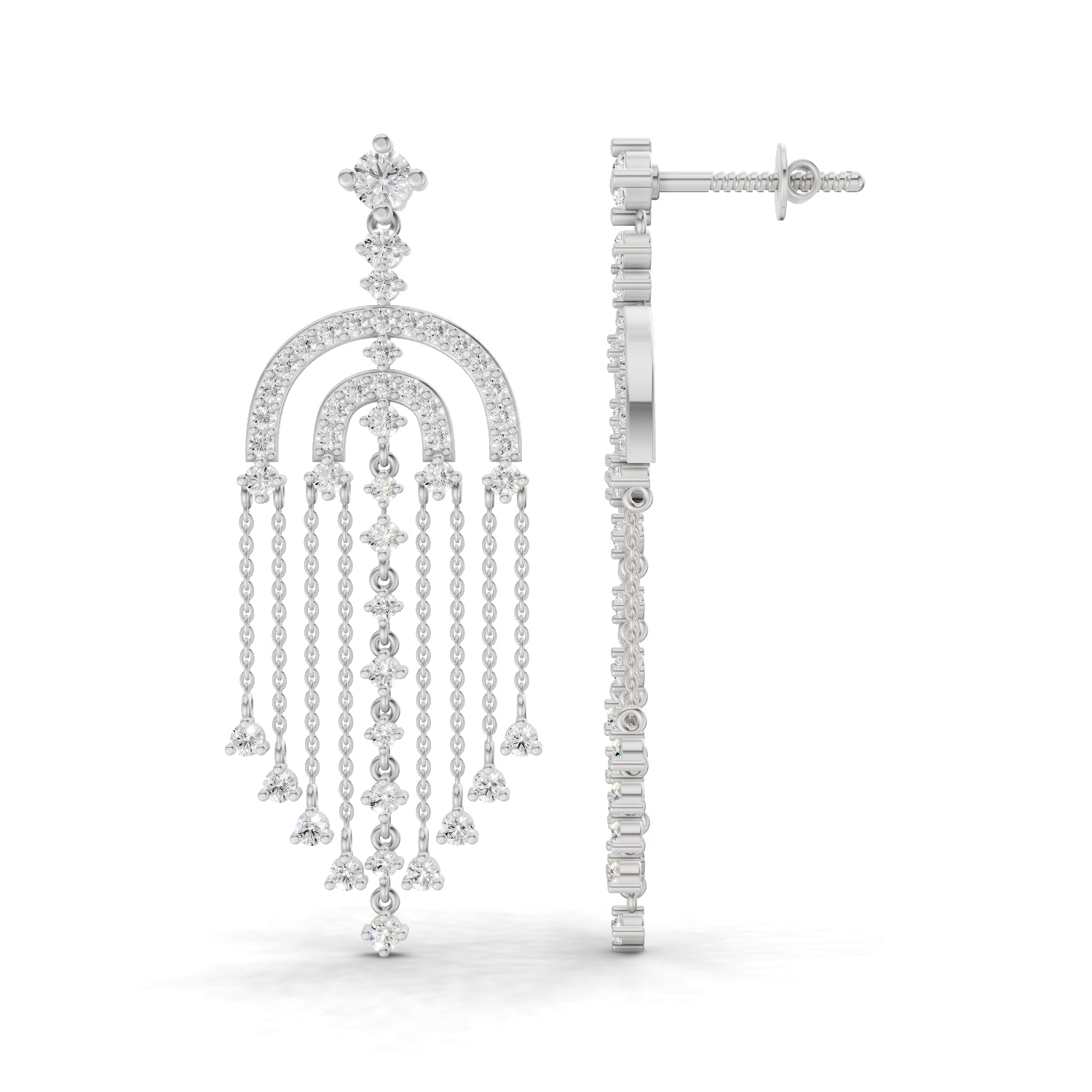 1.45 Carat Chandelier Earrings for Women | 14K White Gold