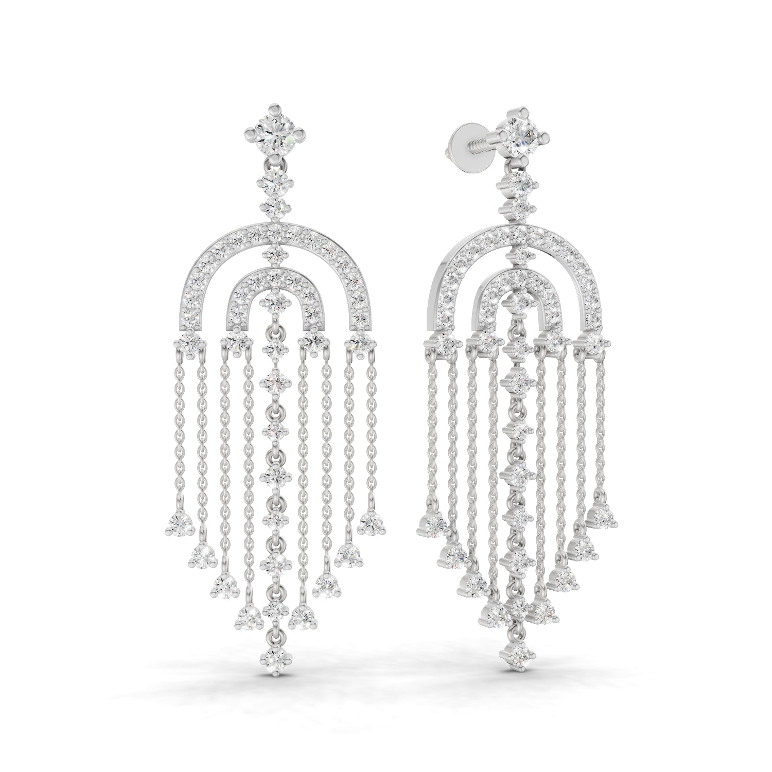 1.45 Carat Chandelier Earrings for Women | 14K White Gold