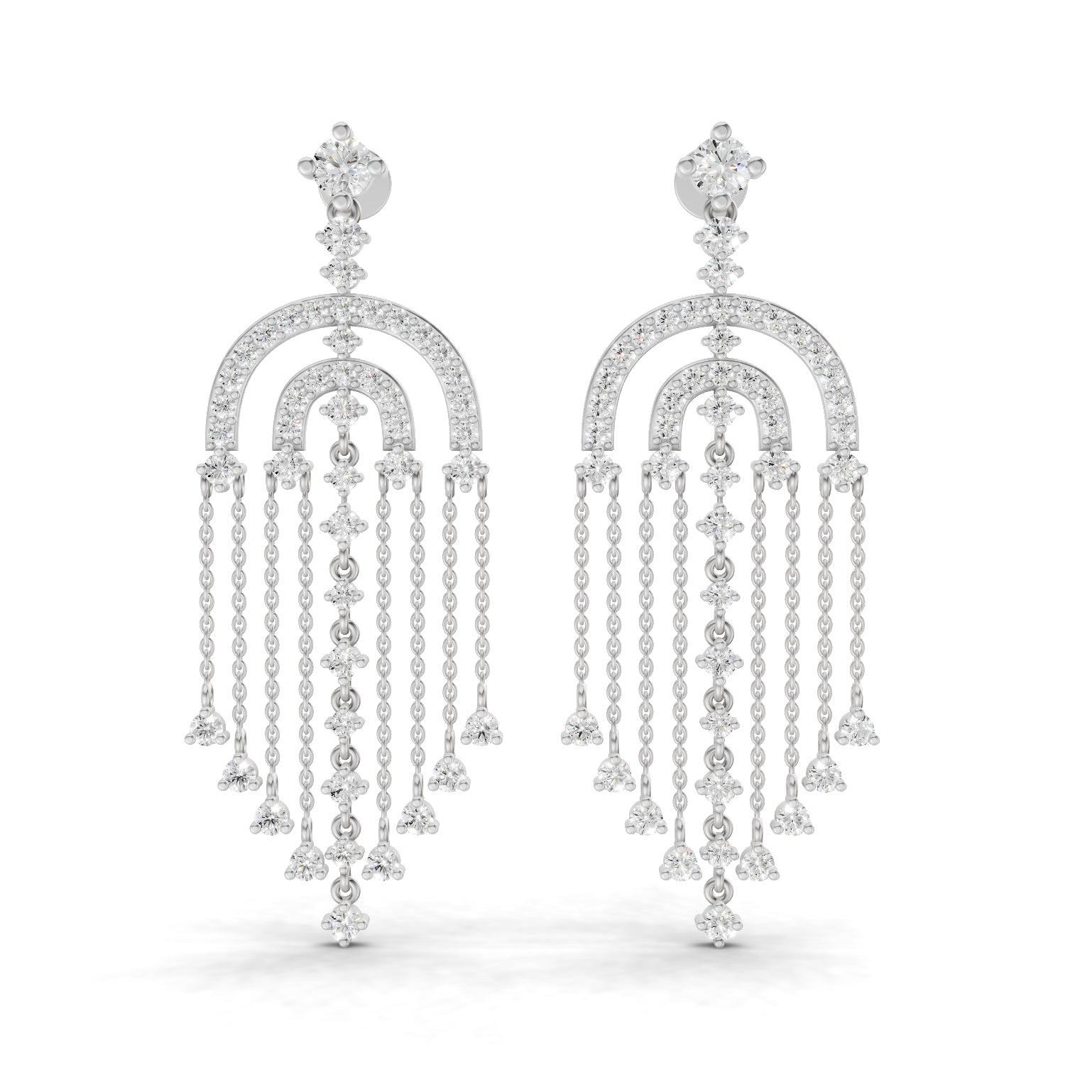 1.45 Carat Chandelier Earrings for Women | 14K White Gold