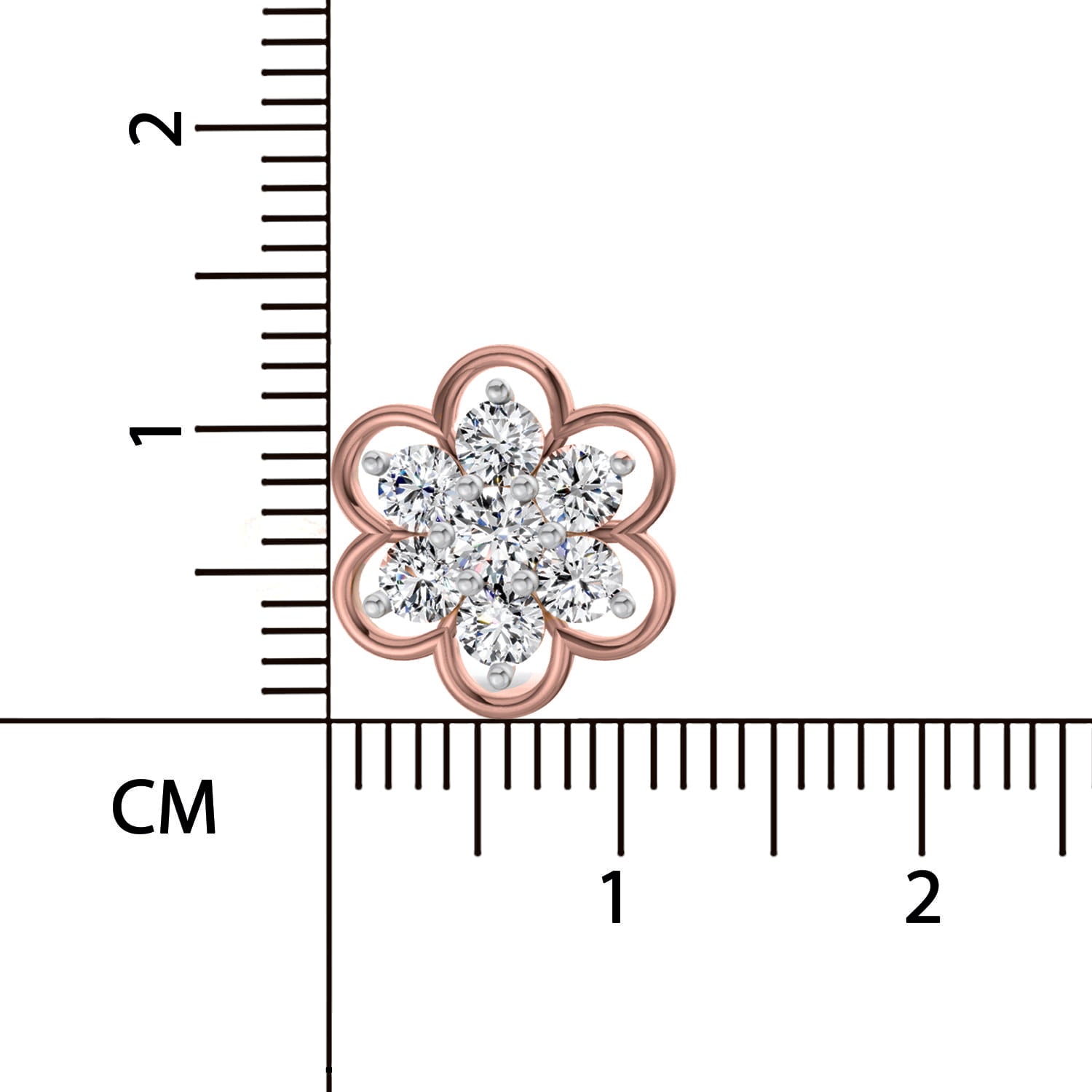 1.20 Ct Round Shape Floral Cluster Diamond Stud Earrings | 14K Rose Gold
