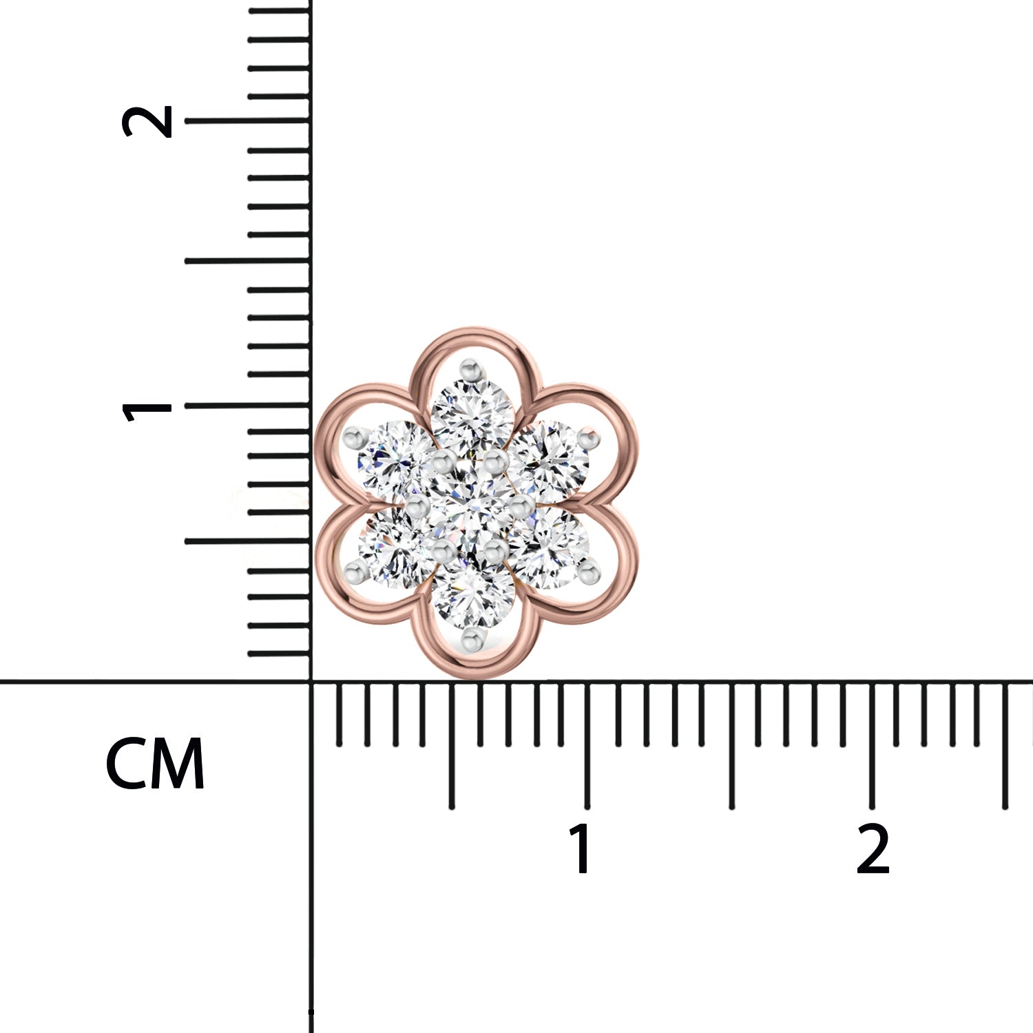 1.20 Ct Round Shape Floral Cluster Diamond Stud Earrings | 14K Rose Gold