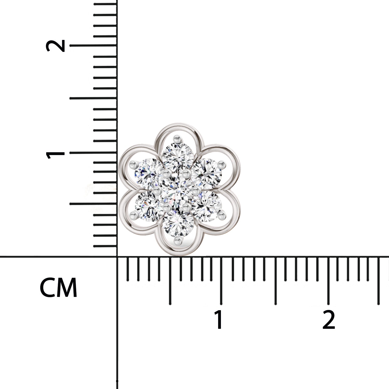 1.20 Ct Round Shape Floral Cluster Diamond Stud Earrings | 14K White Gold