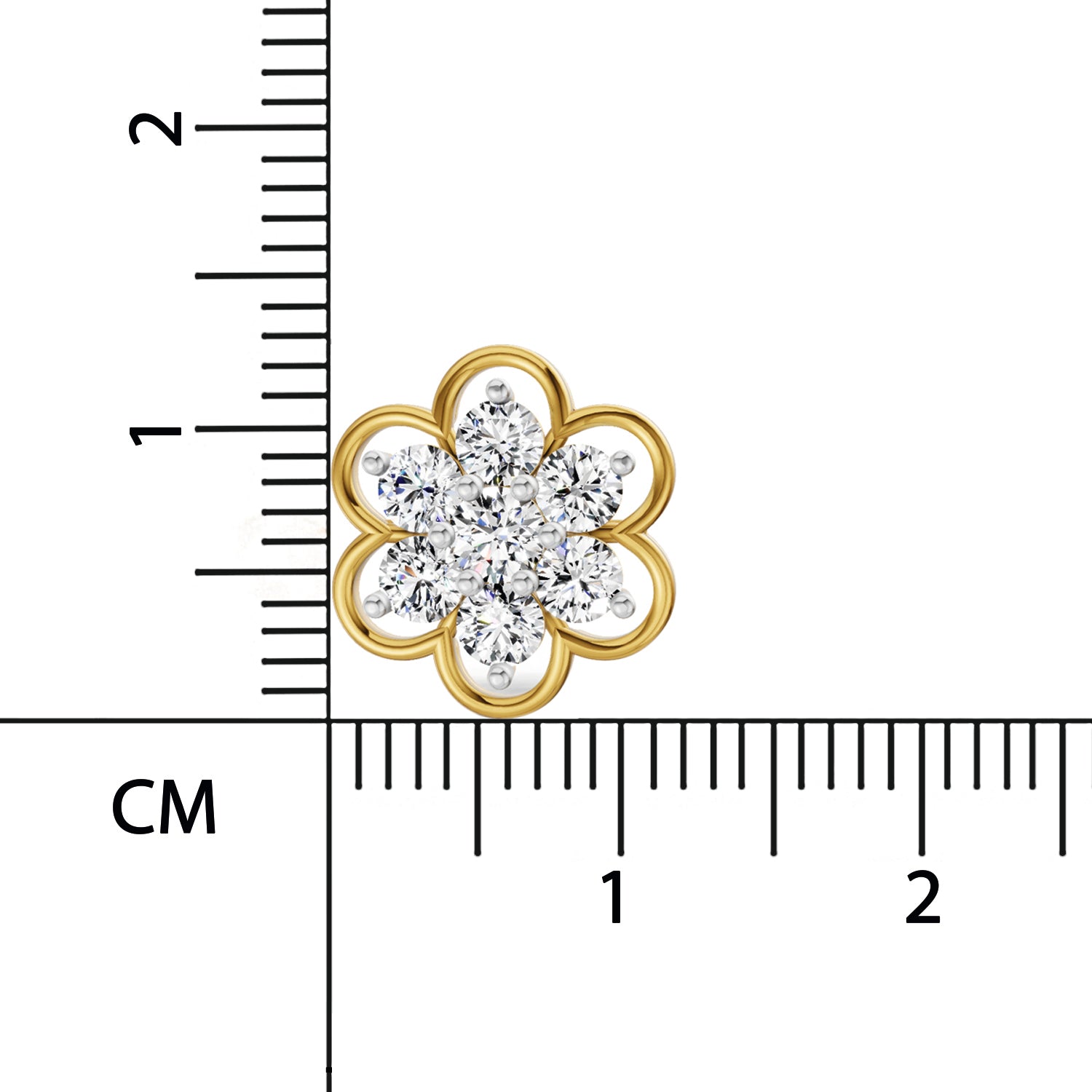 1.20 Ct Round Shape Floral Cluster Diamond Stud Earrings | 14K Yellow Gold