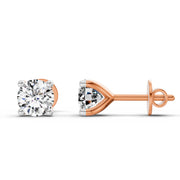 0.5 Ct Round Shape 4 Prong Solitaire Diamond Stud Earrings | 14K Rose Gold