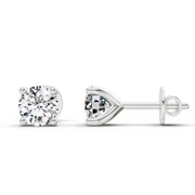 0.5 Ct Round Shape 4 Prong Solitaire Diamond Stud Earrings | 14K White Gold