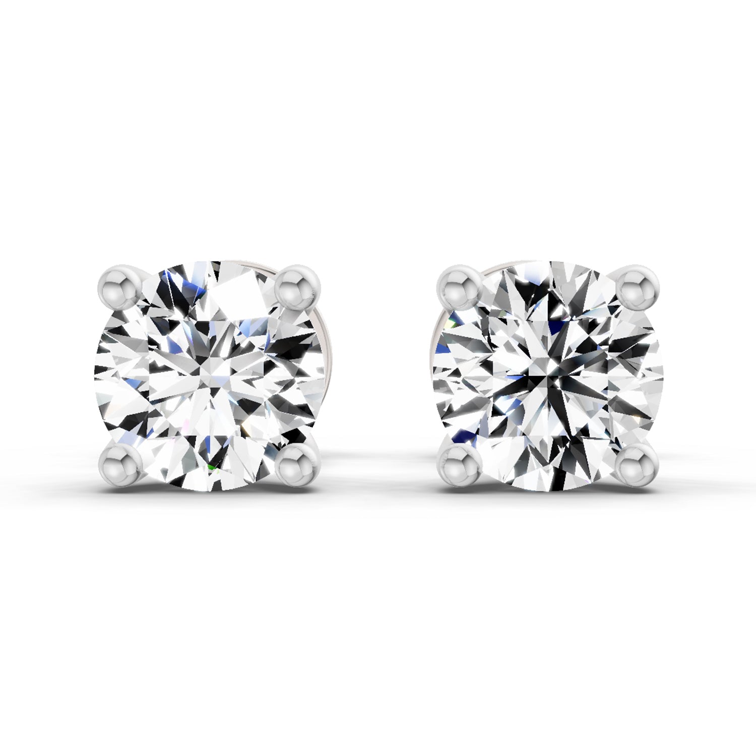 0.5 Ct Round Shape 4 Prong Solitaire Diamond Stud Earrings | 14K White Gold