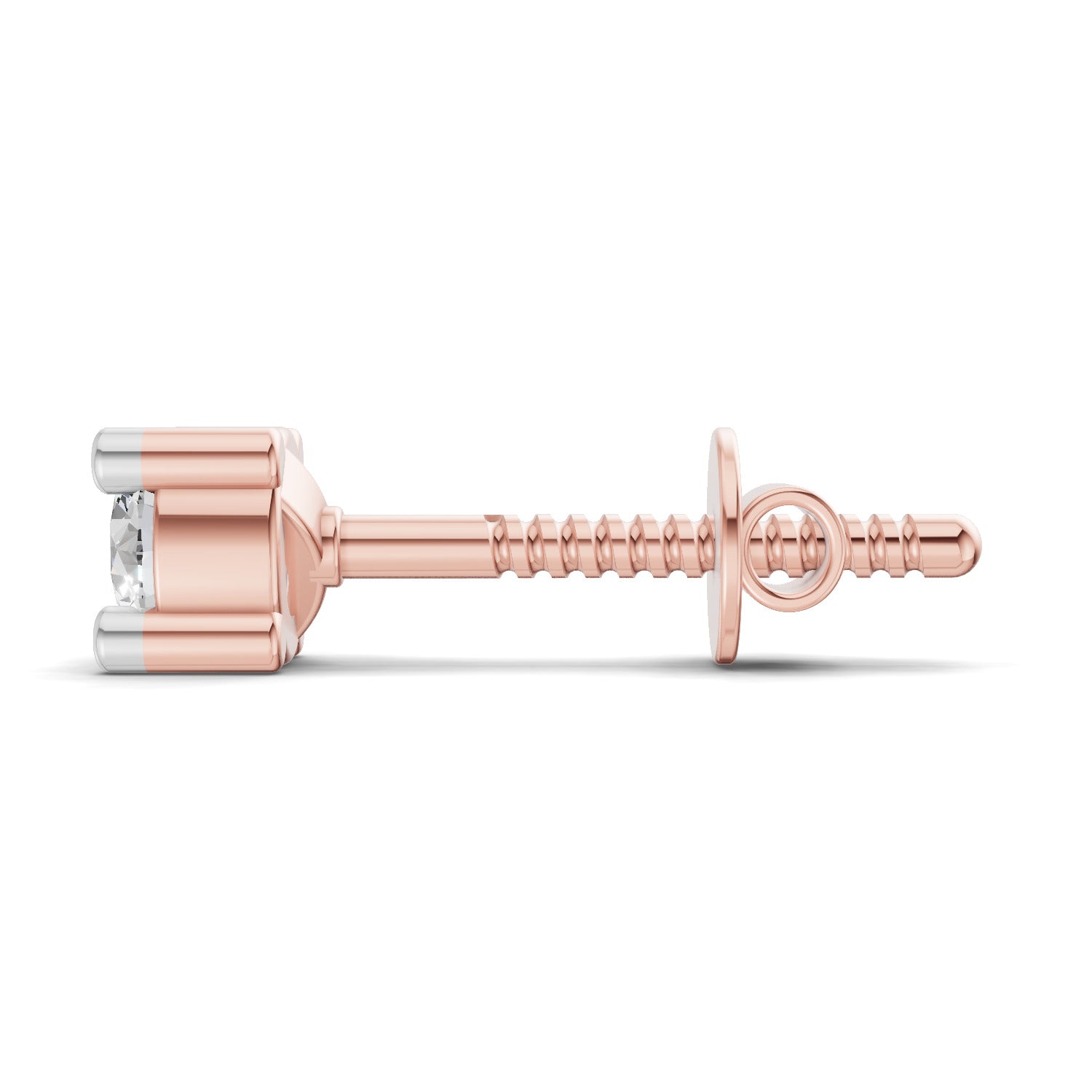 0.2 Carat Round Shape Solitaire Men's Stud | 14K Rose Gold