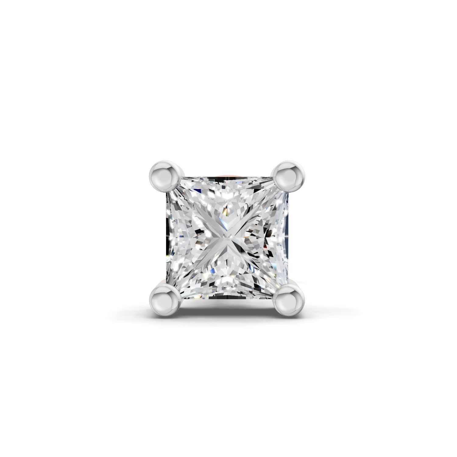 0.2 Carat Princess Shape Solitaire Men's Stud | 14K Rose Gold