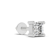 0.2 Carat Princess Shape Solitaire Men's Stud | 14K White Gold