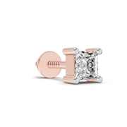 0.3 Carat Princess Shape Solitaire Men's Stud  | 14K Rose Gold