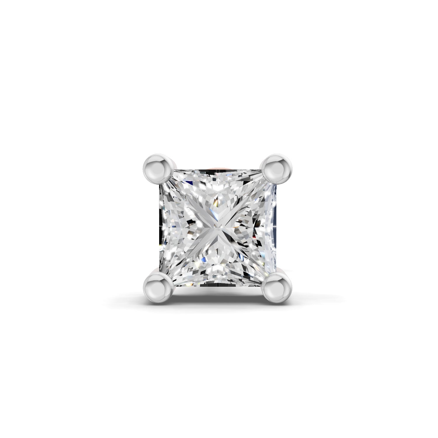 0.3 Carat Princess Shape Solitaire Men's Stud  | 14K Rose Gold