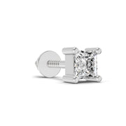 0.4 Carat Princess Shape Solitaire Earring| 14K White Gold