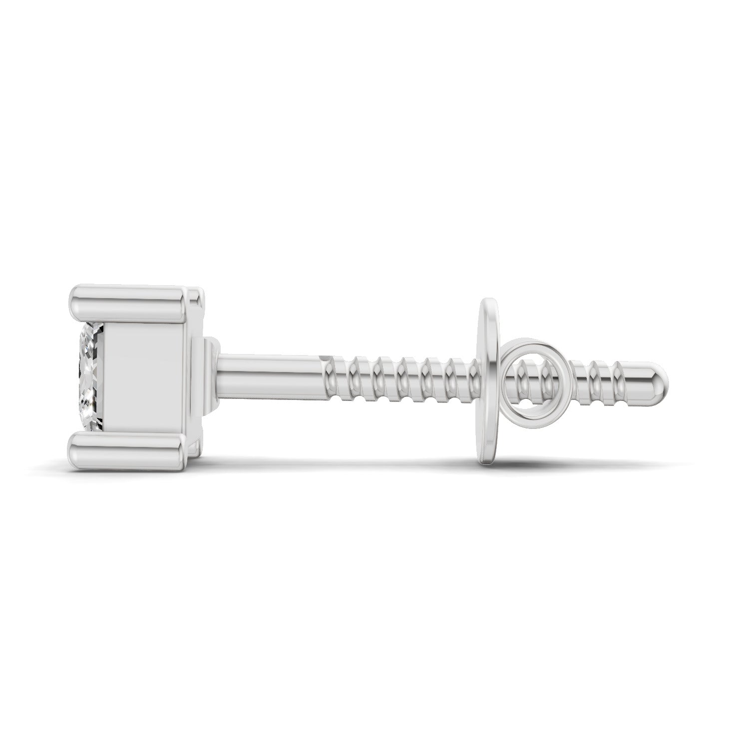 0.4 Carat Princess Shape Solitaire Earring| 14K White Gold