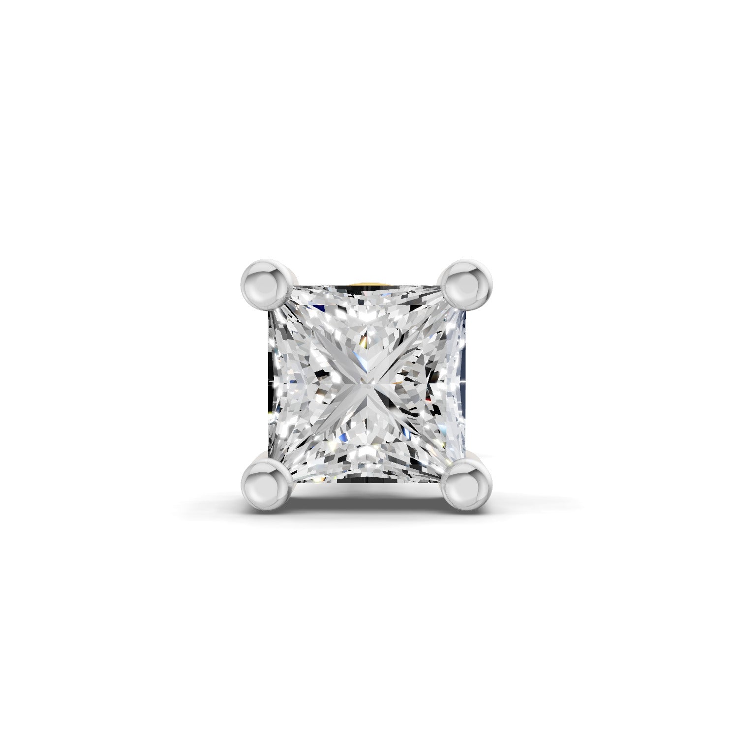 0.4 Carat Princess Shape Solitaire Earring| 14K White Gold