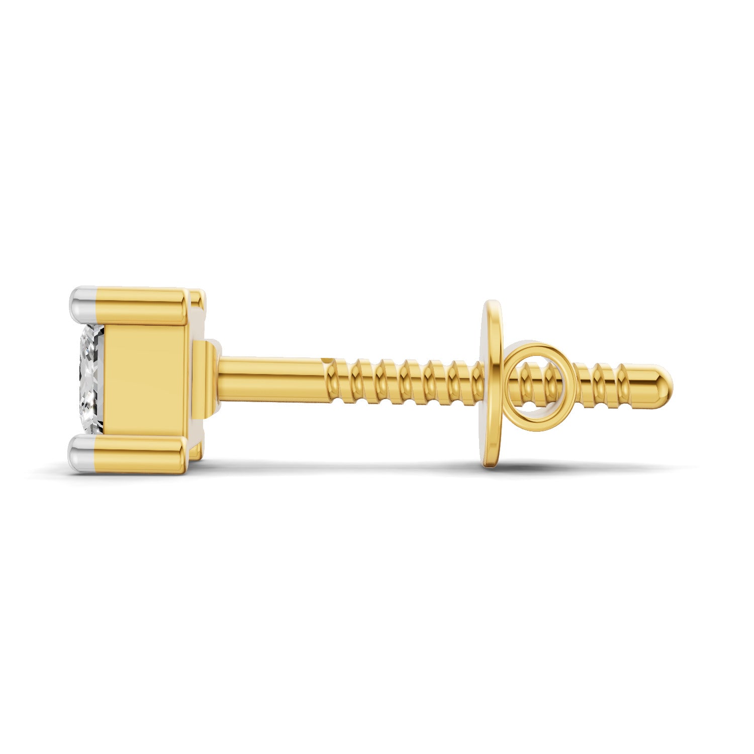 0.4 Carat Princess Shape Solitaire Earring| 14K Yellow Gold