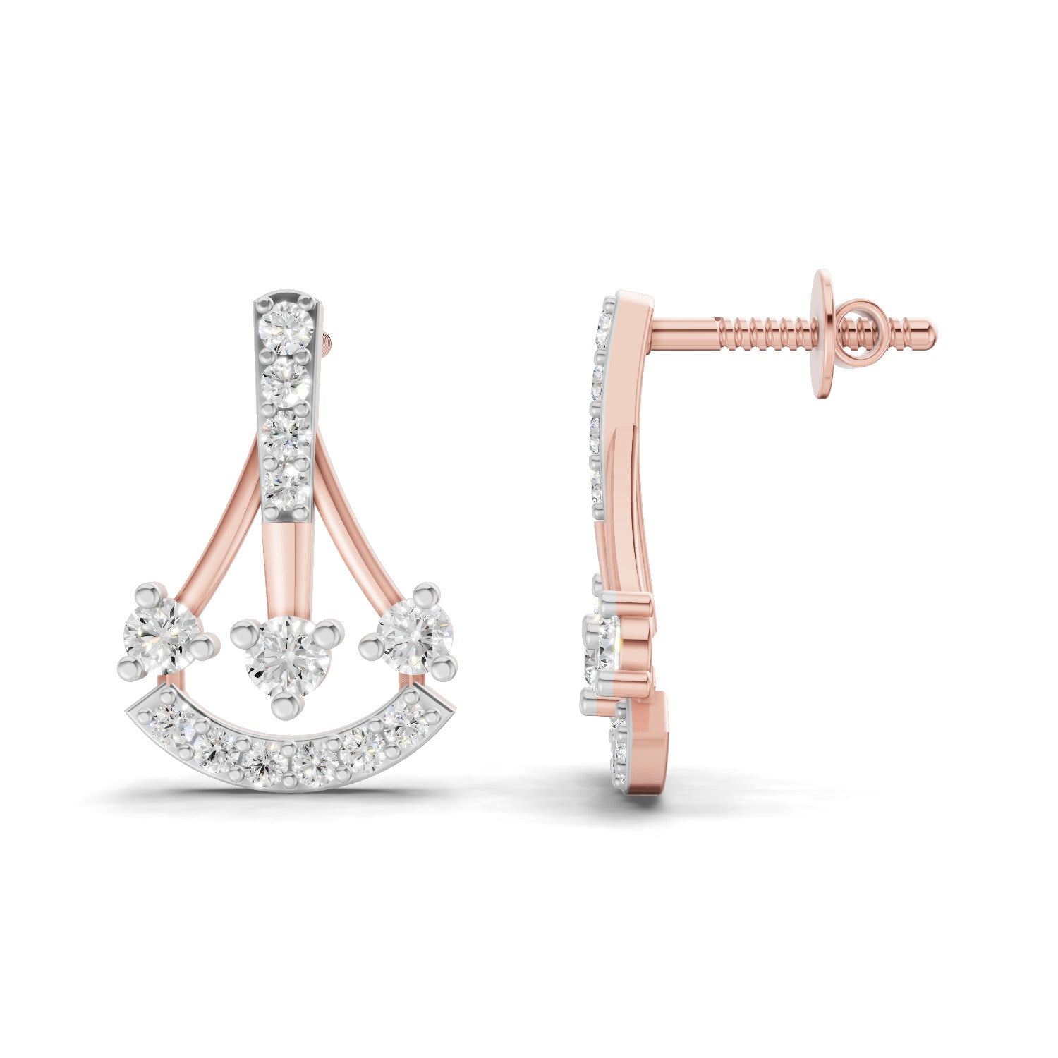 0.46 Carat Trinity Sparkle Earrings | 14K Rose Gold