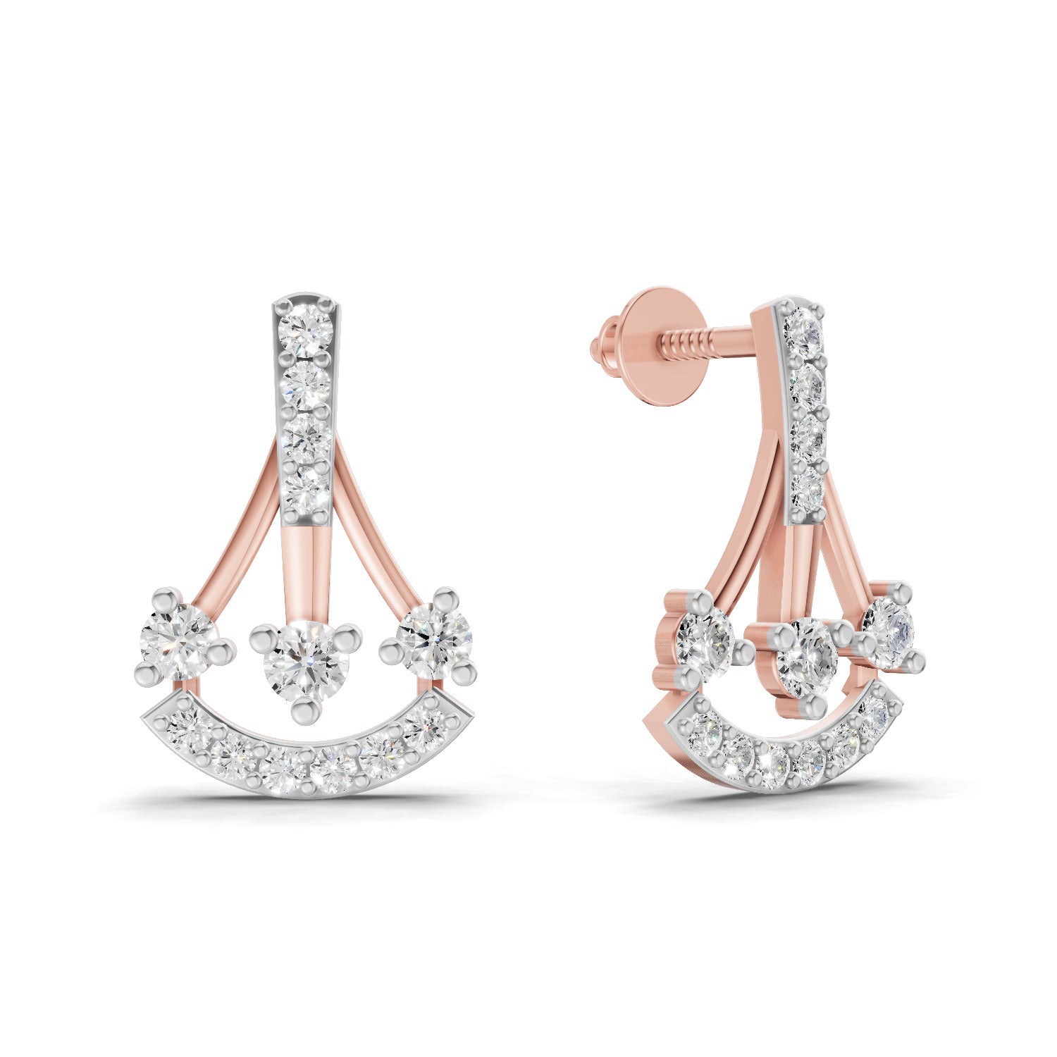 0.46 Carat Trinity Sparkle Earrings | 14K Rose Gold