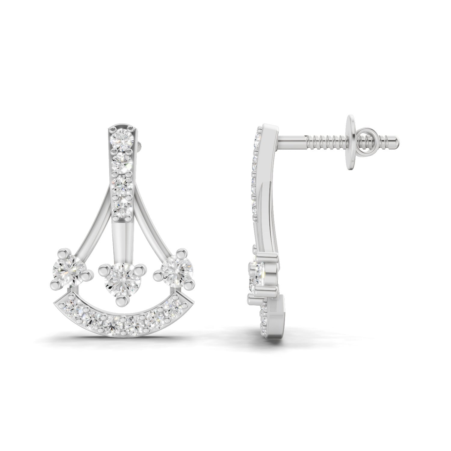 0.46 Carat Trinity Sparkle Earrings for Women | 14K White Gold