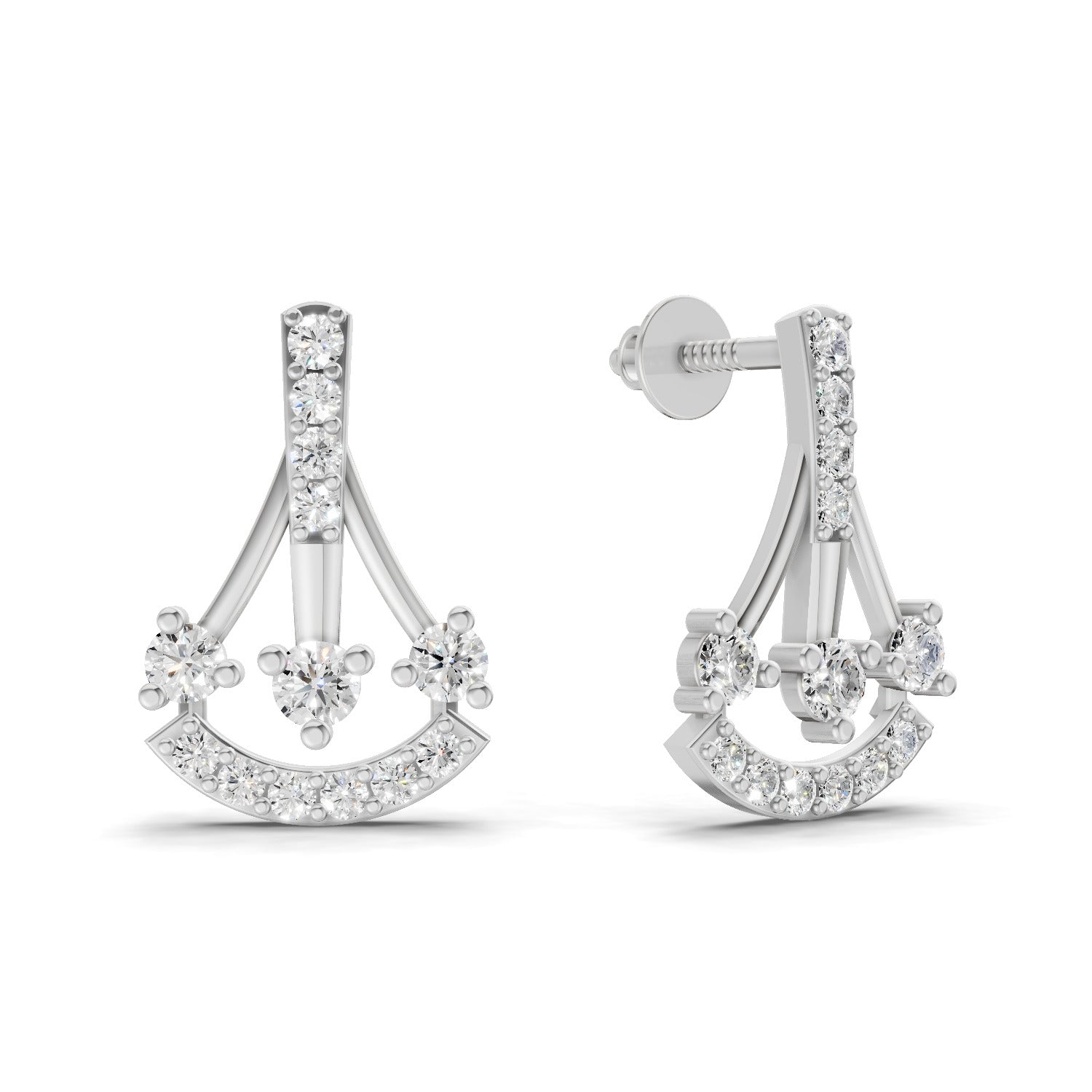 0.46 Carat Trinity Sparkle Earrings for Women | 14K White Gold