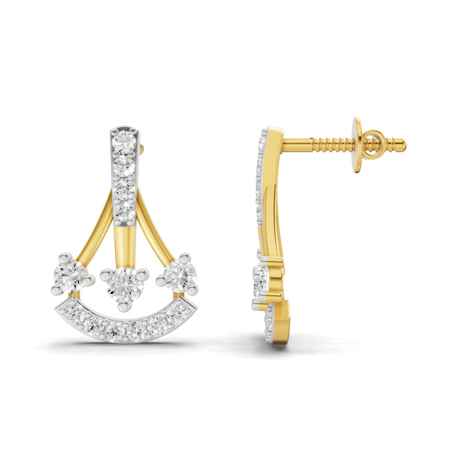 0.46 Carat Trinity Sparkle Earrings for Women | 14K Yellow Gold