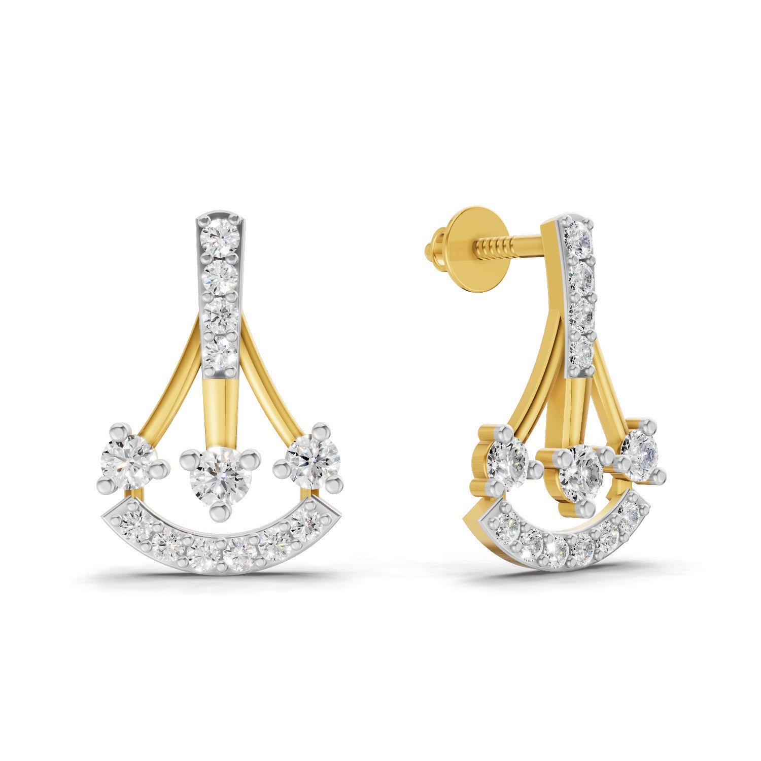 0.46 Carat Trinity Sparkle Earrings for Women | 14K Yellow Gold
