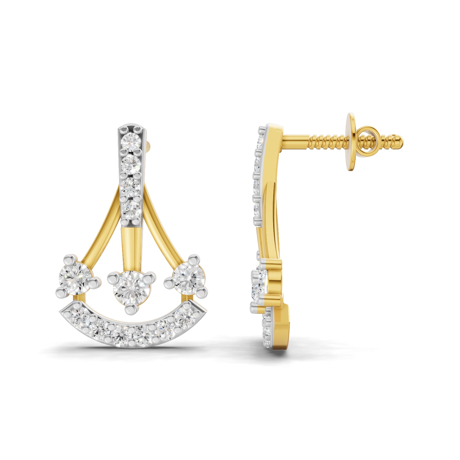 0.44 Carat  | 925 Sterling Silver Yellow Gold Plated Fashion Earrings