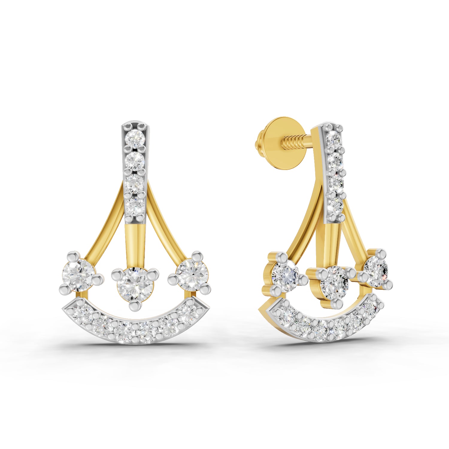 0.44 Carat  | 925 Sterling Silver Yellow Gold Plated Fashion Earrings