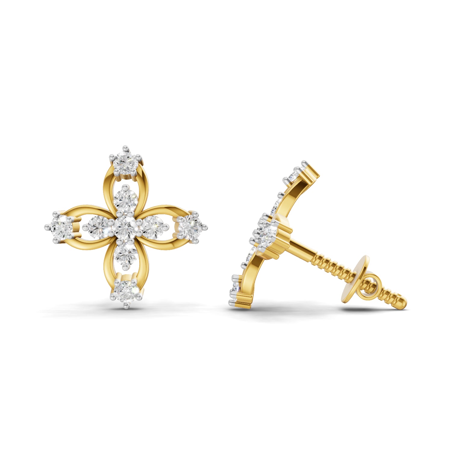 0.4 Carat  | 925 Sterling Silver Yellow Gold Plated Fashion Earrings