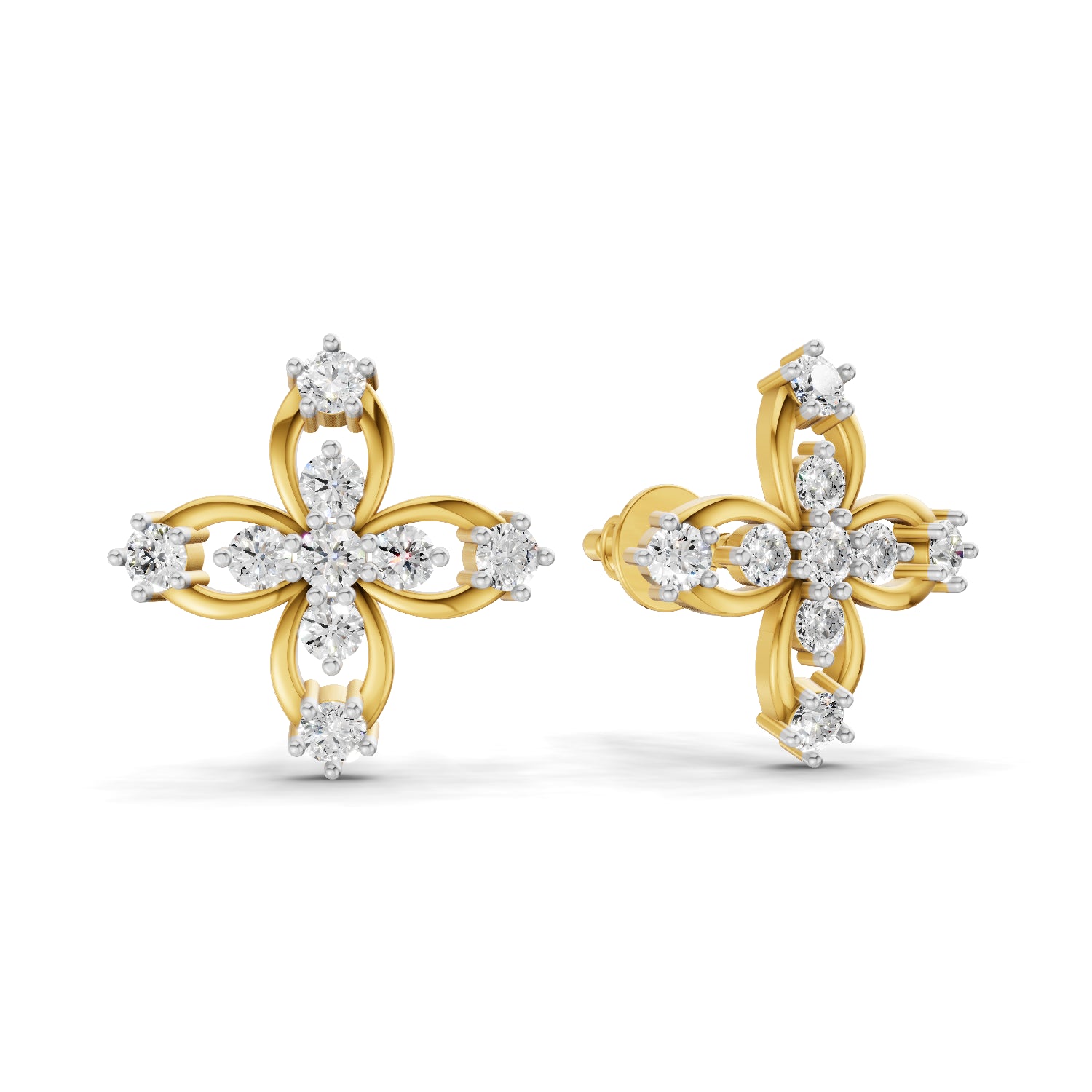 0.4 Carat  | 925 Sterling Silver Yellow Gold Plated Fashion Earrings