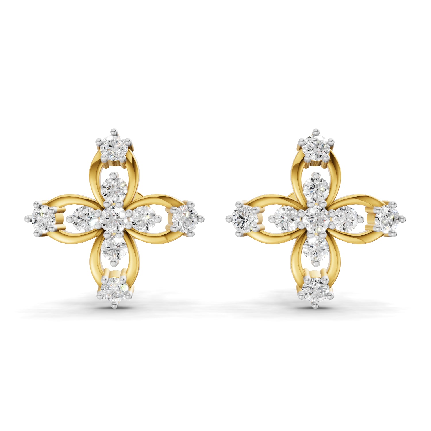 0.4 Carat  | 925 Sterling Silver Yellow Gold Plated Fashion Earrings