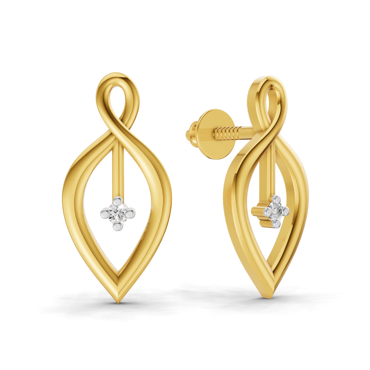 0.02 Carat  | 925 Sterling Silver Yellow Gold Plated Infinity Flame Earrings