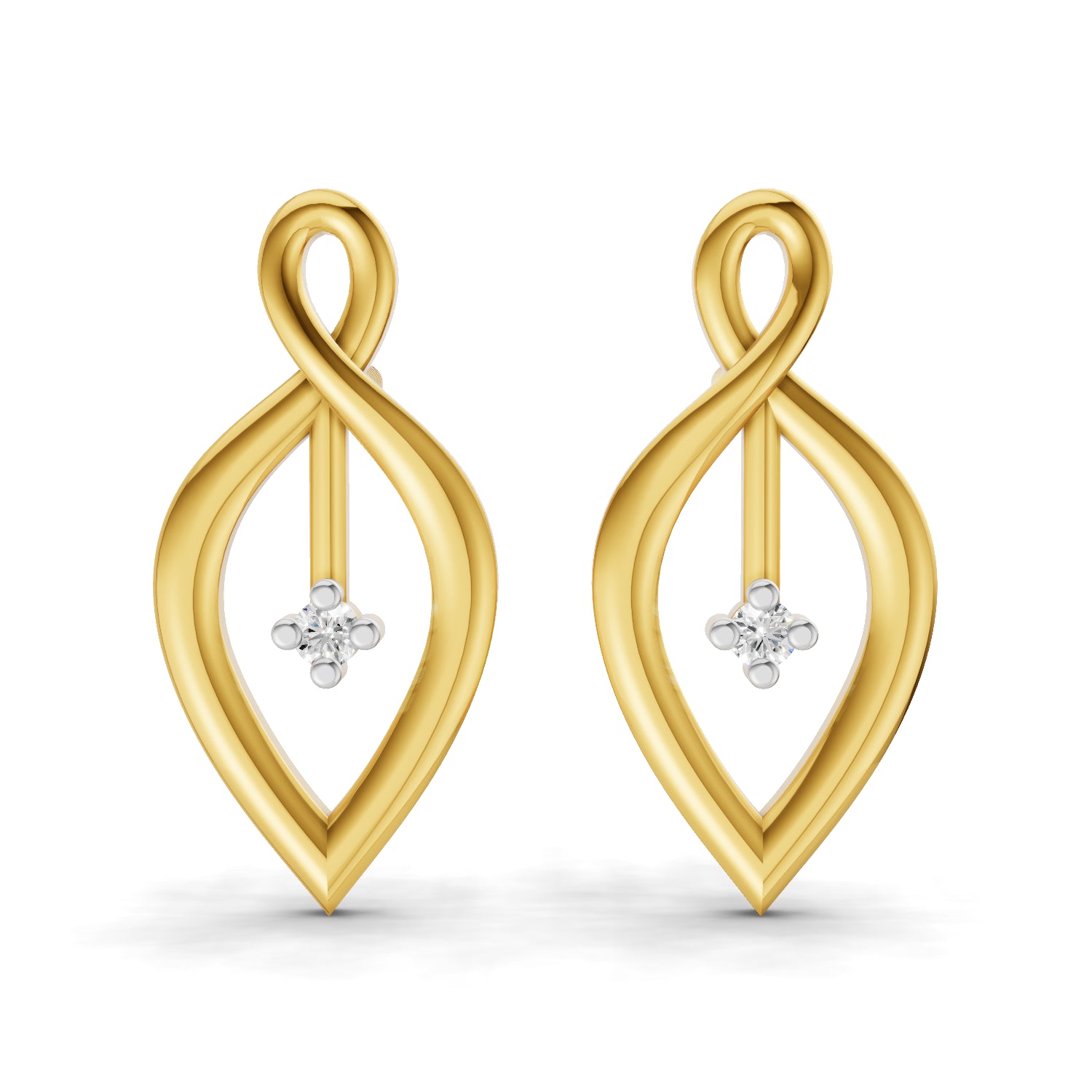 0.02 Carat  | 925 Sterling Silver Yellow Gold Plated Infinity Flame Earrings