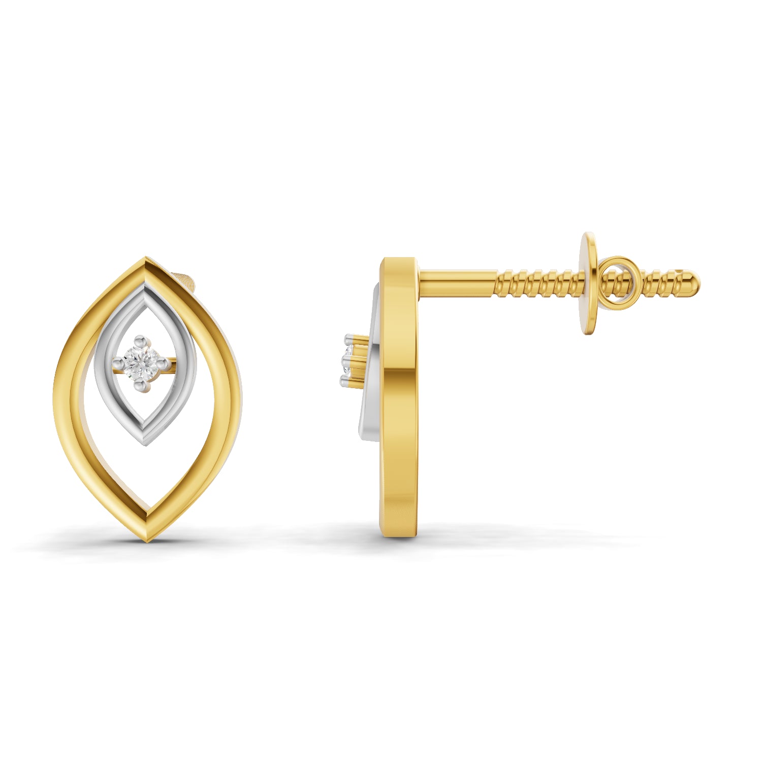 0.02 Carat  | 925 Sterling Silver Yellow Gold Plated Dainty Wave Earrings