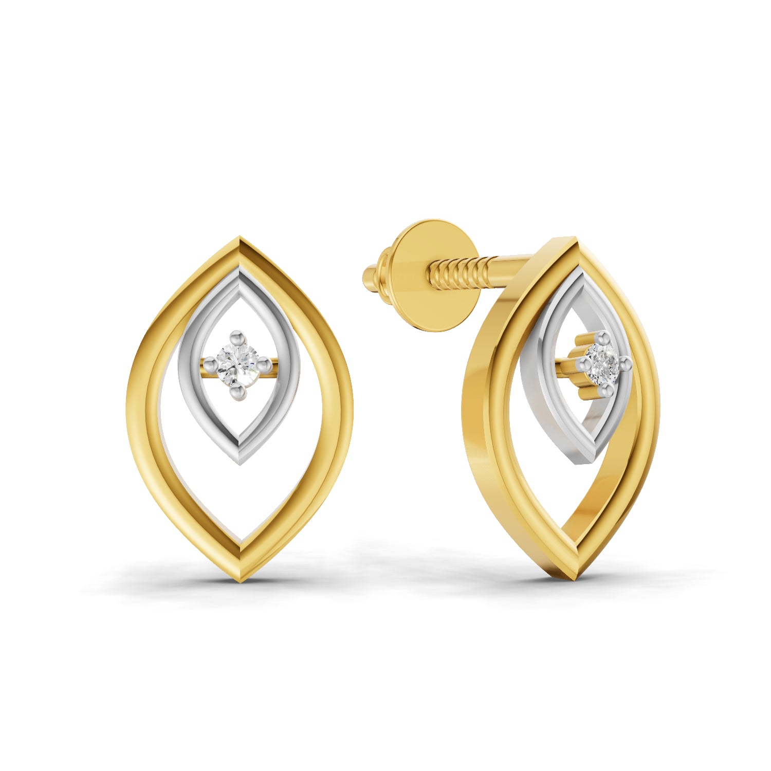 0.02 Carat  | 925 Sterling Silver Yellow Gold Plated Dainty Wave Earrings