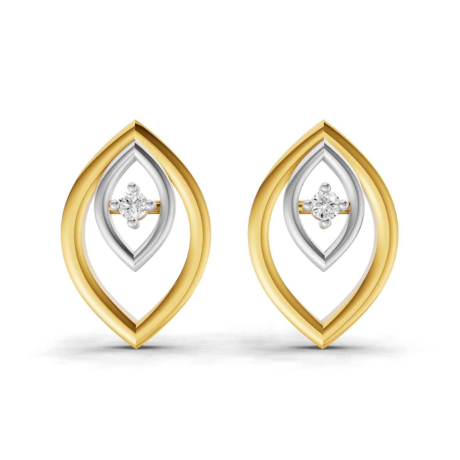 0.02 Carat  | 925 Sterling Silver Yellow Gold Plated Dainty Wave Earrings