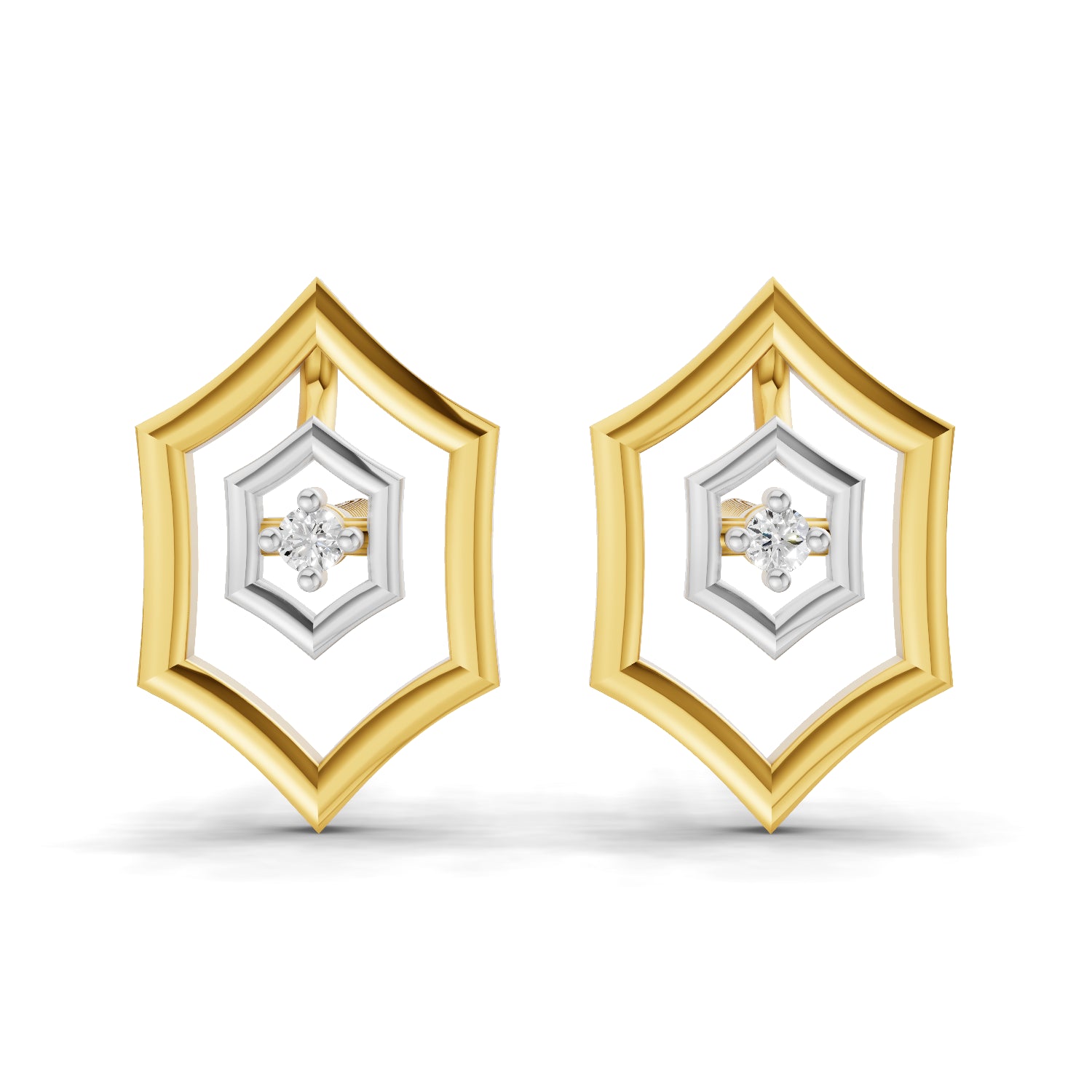 0.02 Carat  | 925 Sterling Silver Yellow Gold Plated Floral Earrings