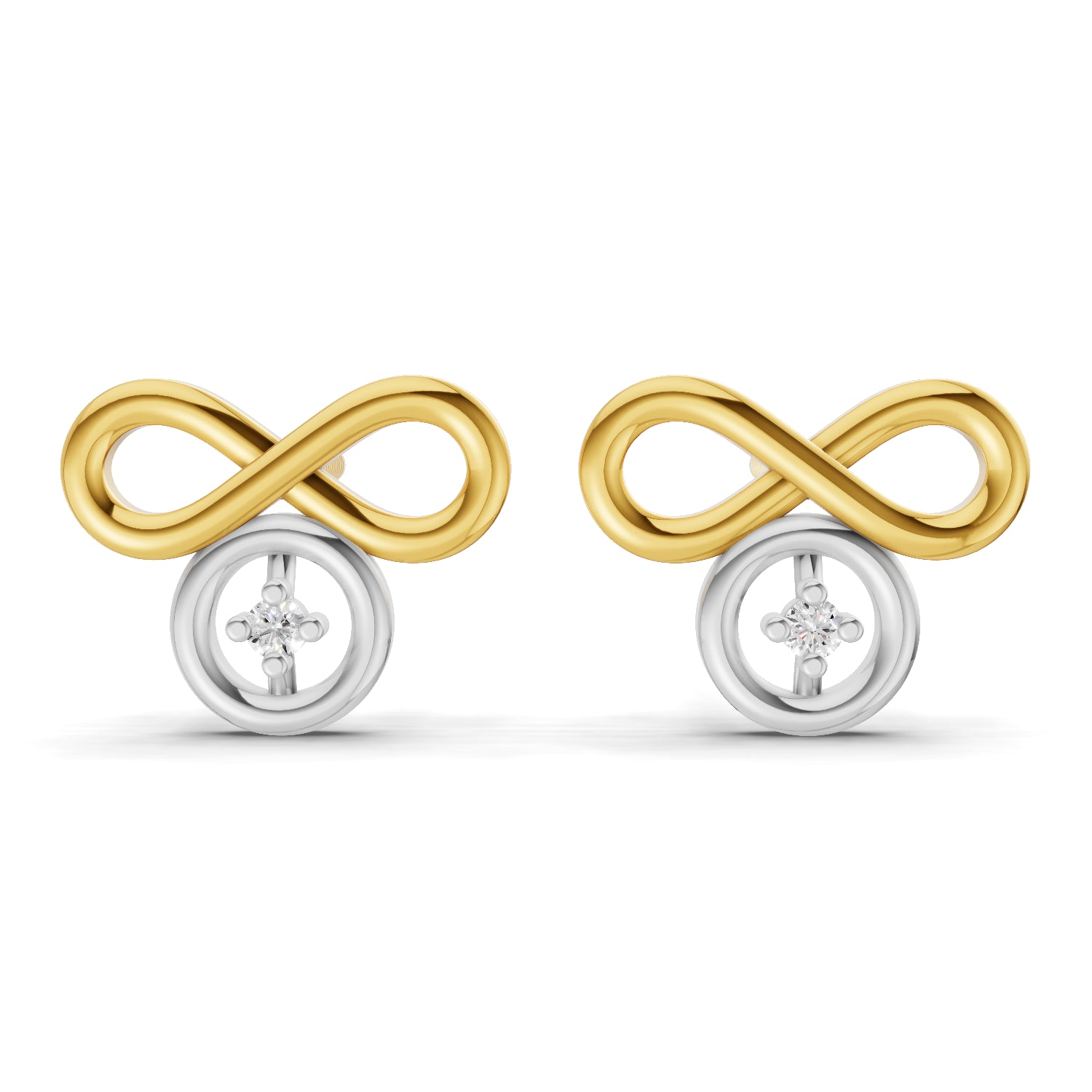0.02 Carat  | 925 Sterling Silver Yellow Gold Plated Infinity Earrings