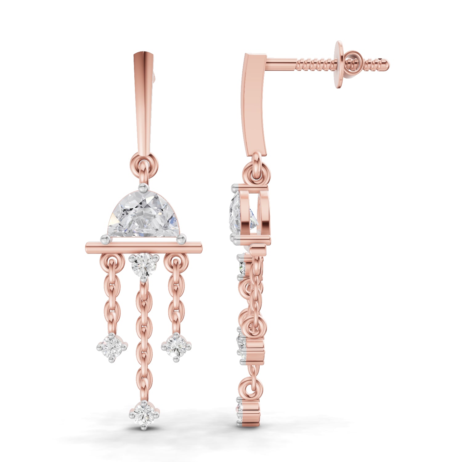 1 Carat Celestial Cascade Earrings | 14K Rose Gold