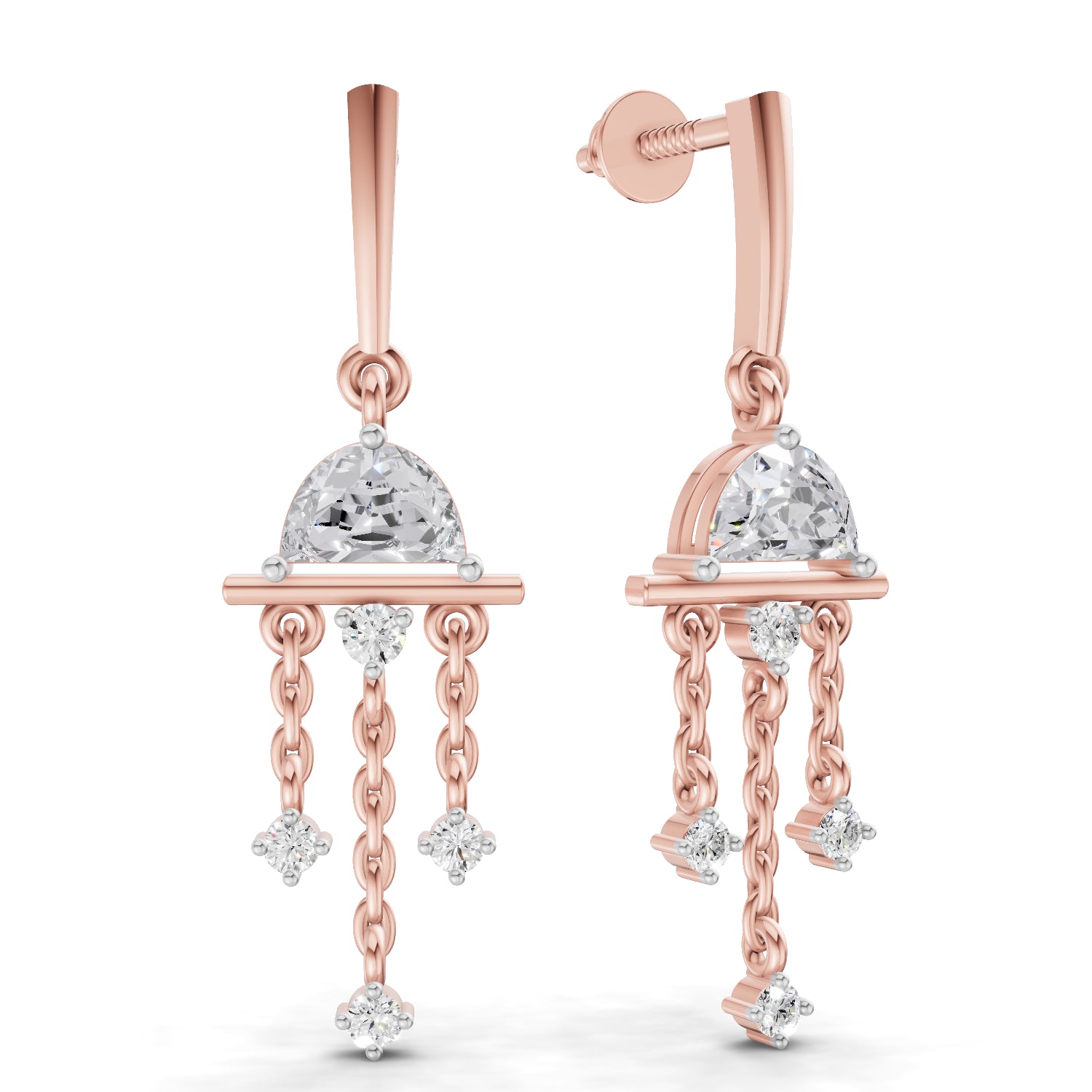 1 Carat Celestial Cascade Earrings | 14K Rose Gold
